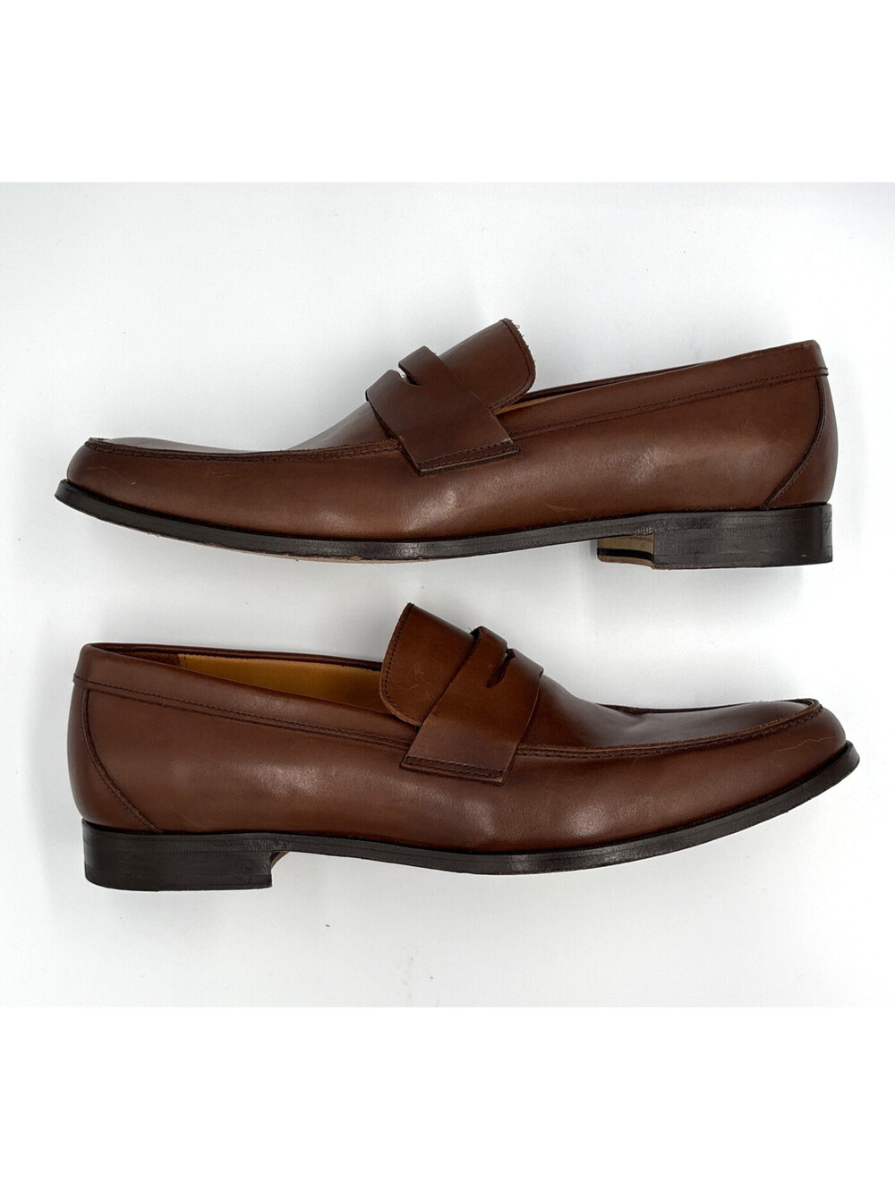 Bexley Davies Brown Leather Loafers Men's US 12 EU 45 Blake Stitch Dress Shoes